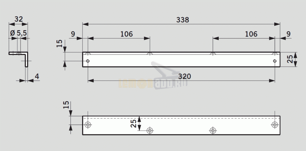 Угловая монтажная пластина для доводчика DORMA TS 90 Impuls