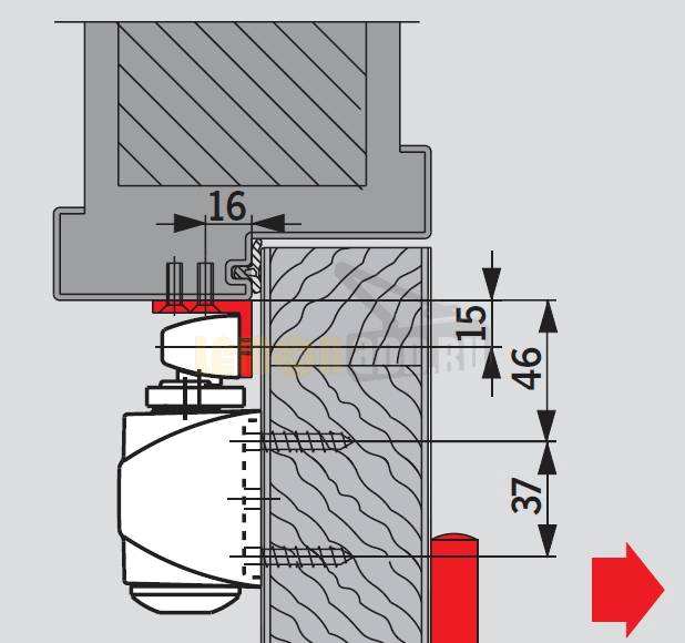 Угловая монтажная пластина для доводчика DORMA TS 90 Impuls