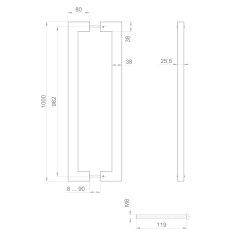 Ручка-скоба PULL.PH38/1000.26 INOX 304 (PH-26-38/1000-INOX) BLACK