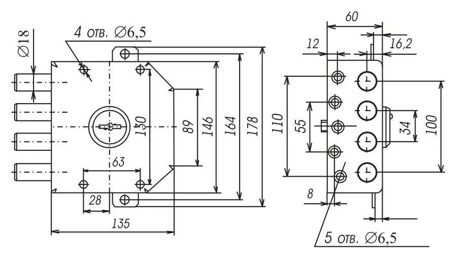 Сенат ЗНСТ 2-5  б/о 063 Замок накладной тяж (6)