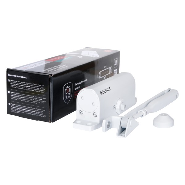 БУЛАТ Доводчик дверной ARCTIC ДД 502/4 DA-W (60-120 кг) белый, морозостойкий (10)