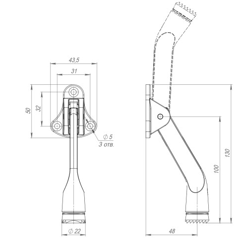 Упор дверной напольный STOPPER-100 BL (черный) козья ножка