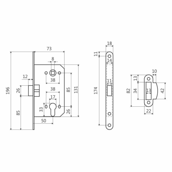 АЛЛЮР АРТ 5300-P SB мат.золото без ц/м  Замок врезной (40)