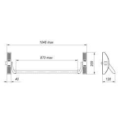 Ручка-штанга нажимная AP.1700B push-bar (ANTI-PANIC 1700В) накладной для одно/двуствор. дверей
