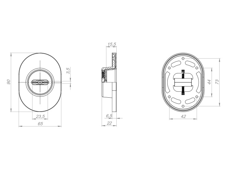 Накладка на сувальдный замок ESC.S-auto.RLR/U/R.477 GR-23 графит (1шт.)