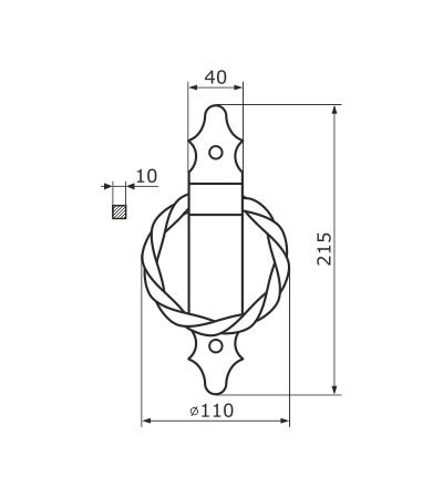Домарт РК 110 мод.1 (черная) Ручка-кольцо (10)