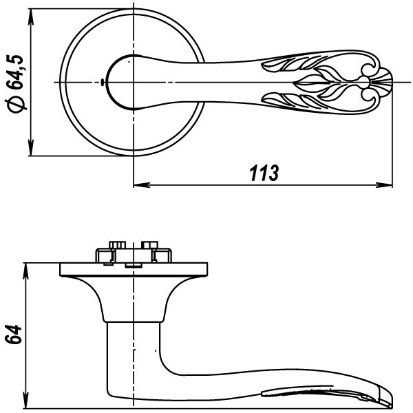 Ручка защелка DK633 MAB-PS (6033 MAB-P) (без фик.) мат.бронза