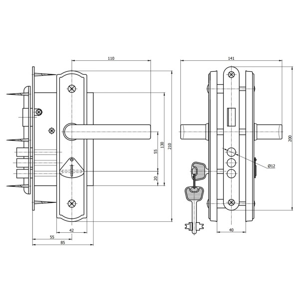 Могилев ЗВ 9-4-1-4-15 корич м/о 55 Замок врезной с/руч (10)
