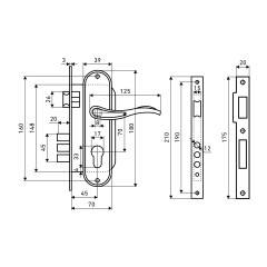 АЛЛЮР 102/3 AB ст.бронза Замок врезной с/руч  (12)