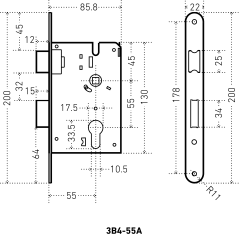 АЛЛЮР ЗВ4-55A CP хром 55мм без ц/мех. Замок врезной б/руч (24)