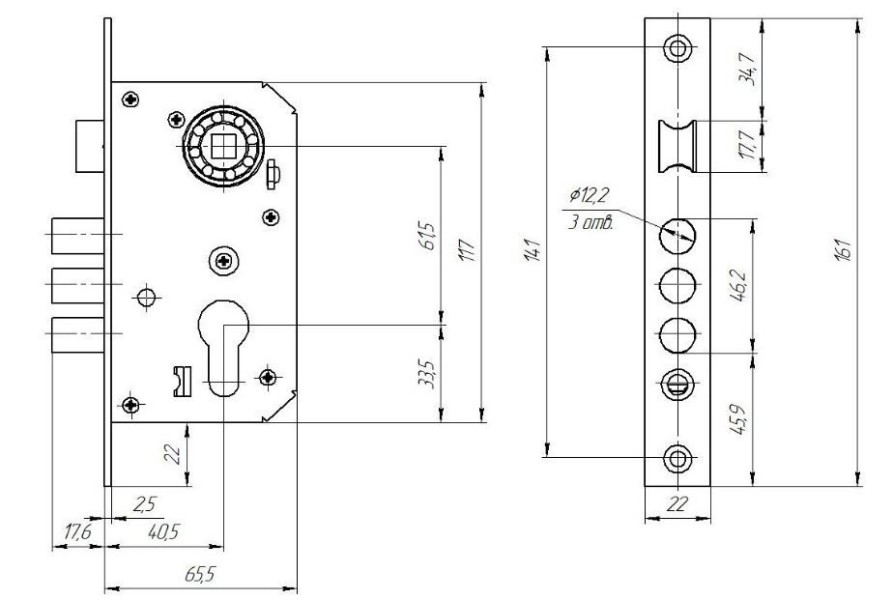 Д-град Зенит ЗВ7-60.1-02 серебро Замок врезной с/руч (15)