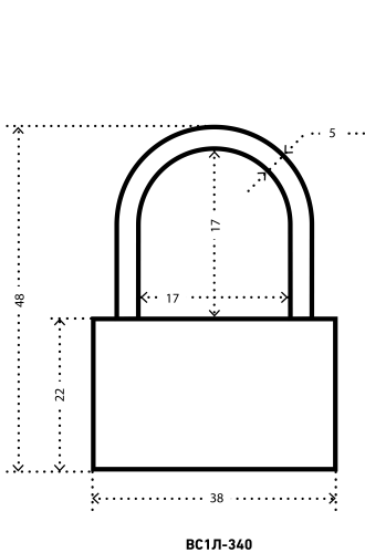 АЛЛЮР ВС1Л-340 (BL-340) d5мм Замок навесной (300,12)