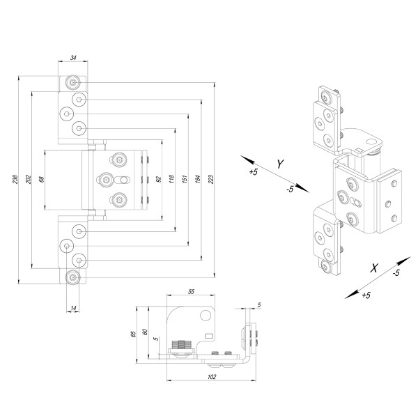 Петля скрытой установки HH-120 (hide hinge) до 120 кг (на 2 петли)