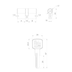 Цилиндровый механизм Z3000Key90(35+10+45) BL черный