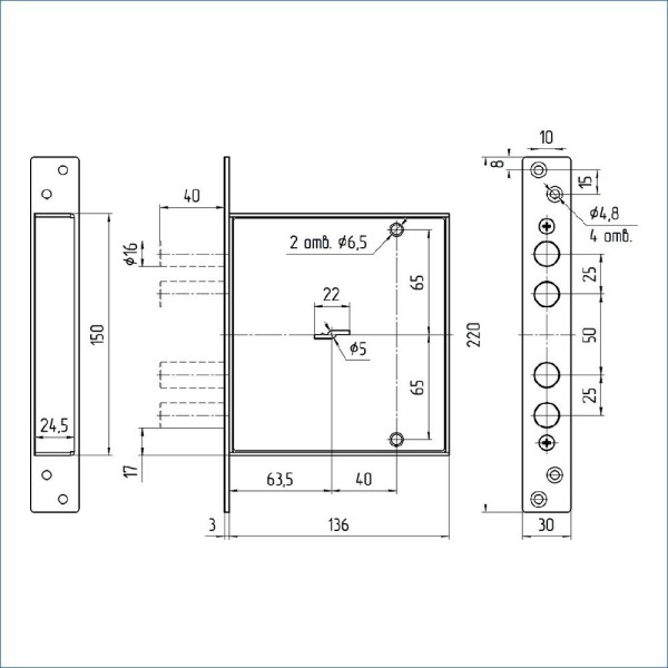 Балашиха ЗВ8 141.0.0 б/о 4 ригелей  d16 Замок врезной тяж (10)