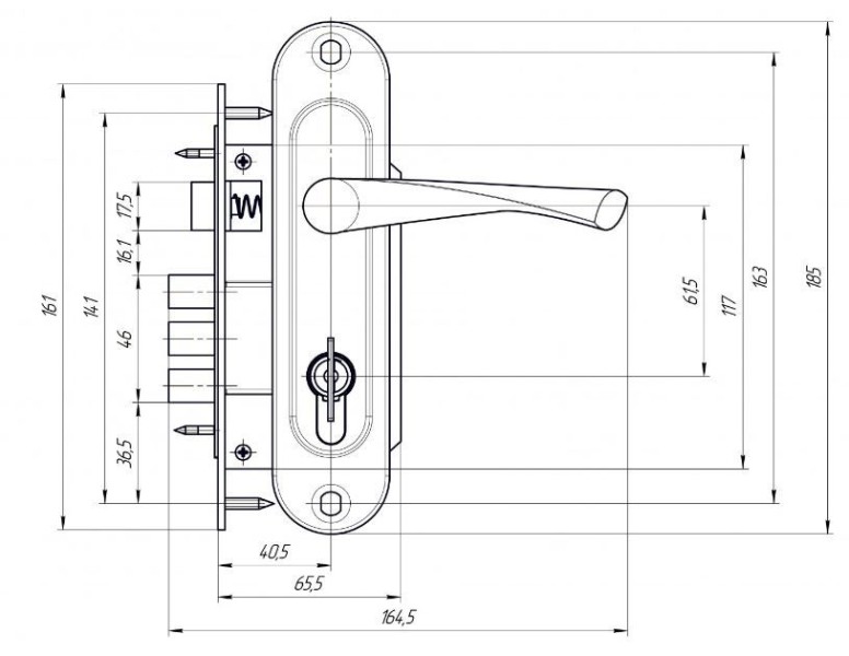 Д-град Зенит ЗВ7-60.1-02 хром Замок врезной с/руч (15)