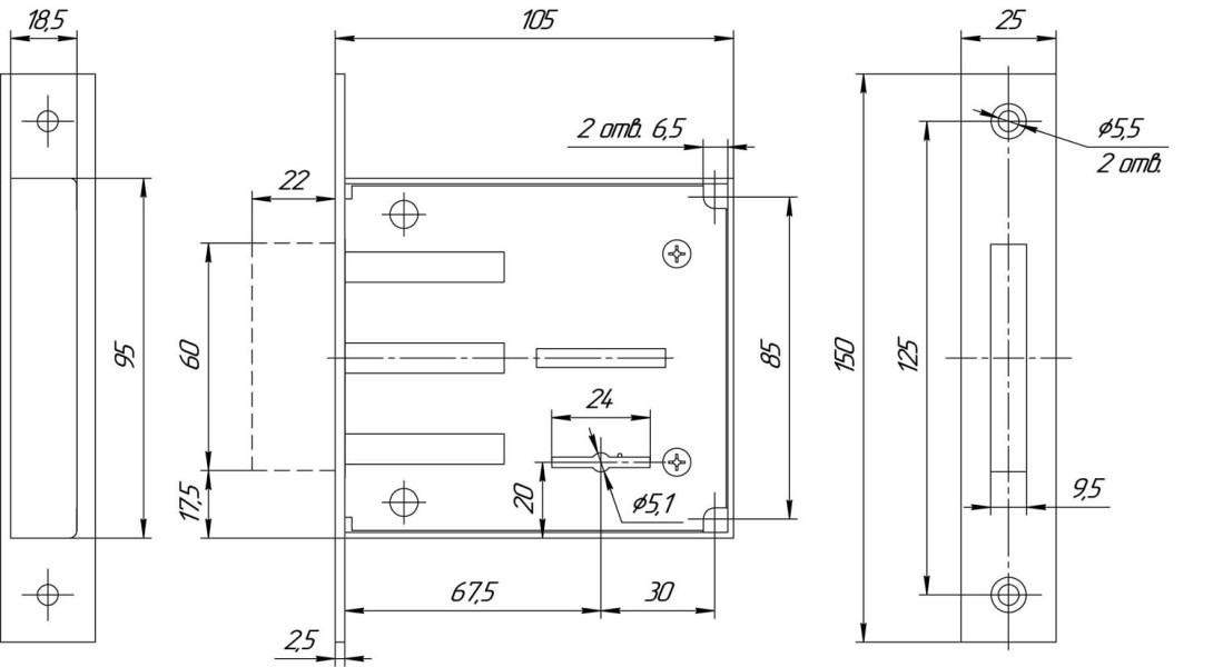 Замок врезной сувальдный ЗВ8 801.0.0, 5 кл.