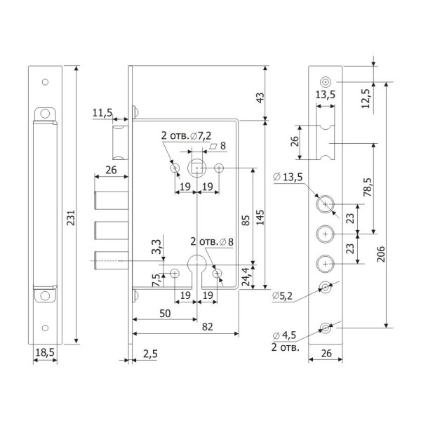 Гардиан 12.11 б/о б/накл под ц/мех. ЗЩ  м/о 85мм Замок врезной б/руч (15)