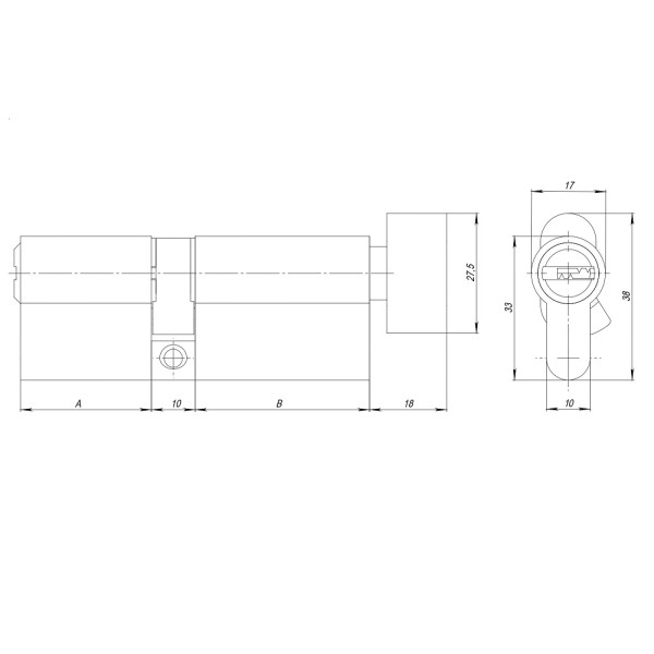 Цилиндровый механизм (AZ202/90) AZ2002Knob90 (40+10+40) CP хром