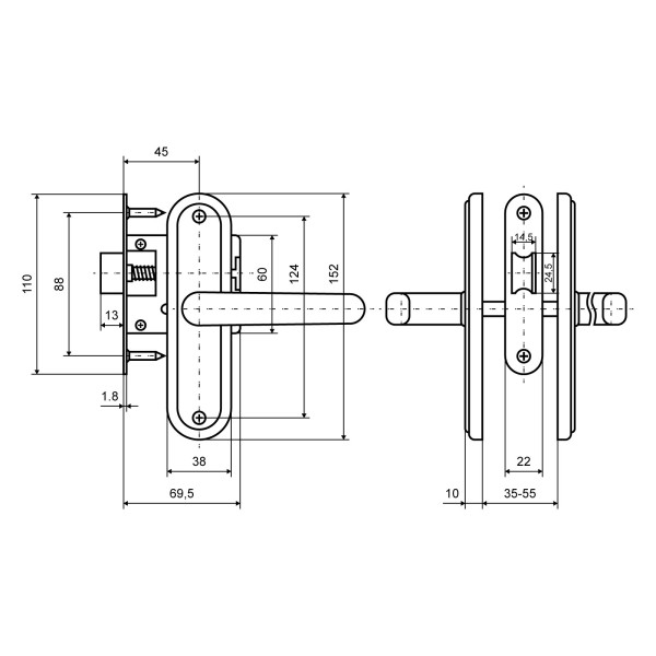 Д-град Зенит ЗЩ3.08 медь Защелка дверная (15)