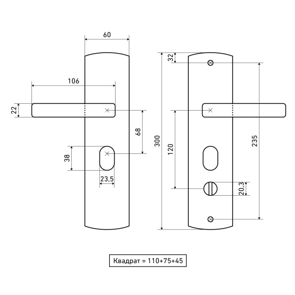 АЛЛЮР РН-А300 Y нерж.планка двухстор.универ. для кит. металл. дверей Комплект ручек (12)