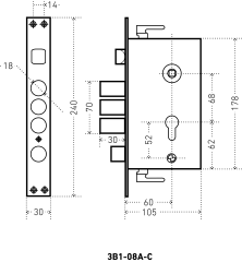 АЛЛЮР ЗВ1-08А-С без ц/мех.б/о для кит.металл.дверей Замок врезной б/руч (20)