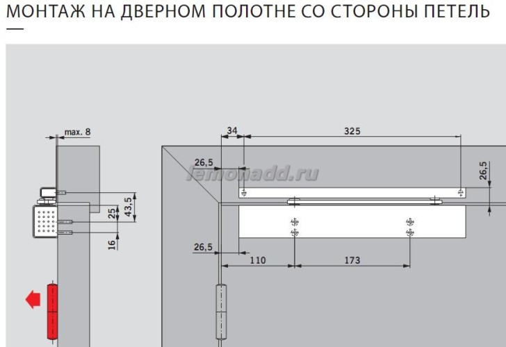 DORMA TS 97 монтаж на дверь