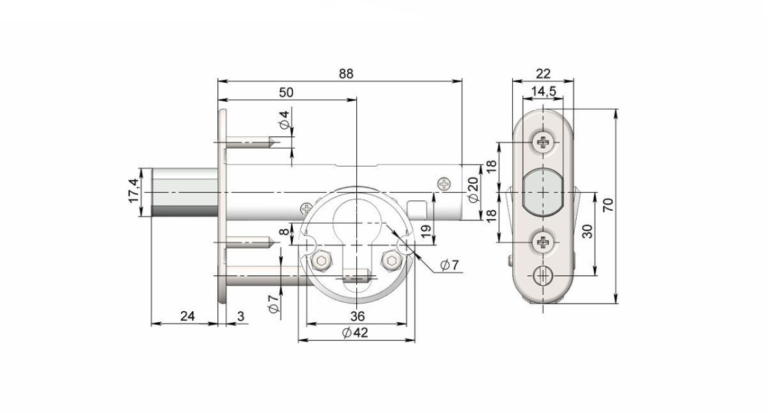 Крит MINILOCK ЗВ-П24 без ЦМ , б/о арт.05690 Замок врезной (50)