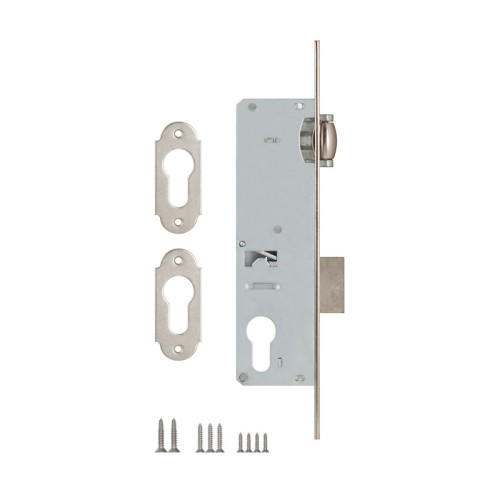 Корпус узкопрофильного замка с роликовой защёлкой 155/P (35 mm) w/b (хром) (без отв. планки)
