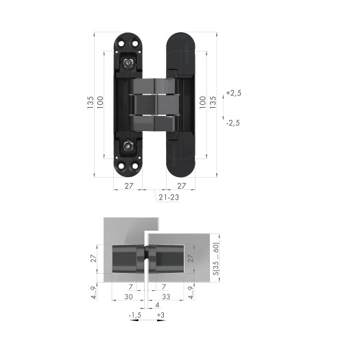 Петля скрытой установки U3D7800.VPG SC мат. хром TECH