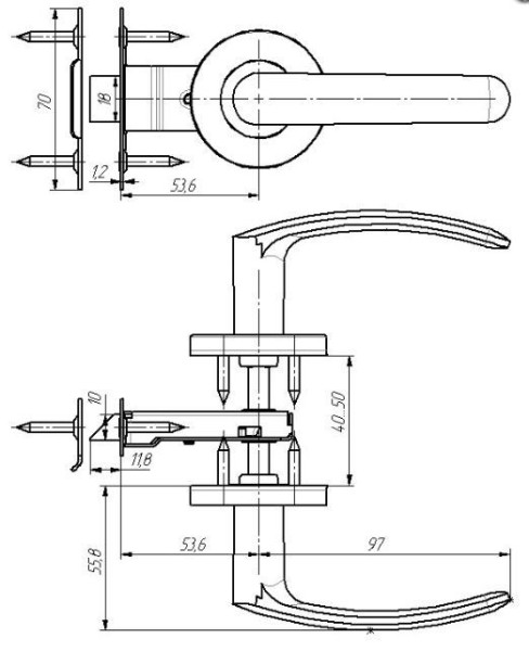 Д-град Зенит ЗЩ2.08 медь Защелка дверная (30)