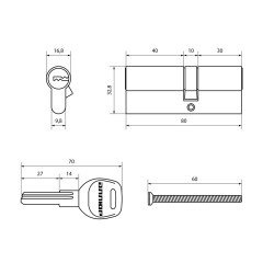 АЛЛЮР HD F 80-5К BP (35x45) латунь перф.кл Цилиндровый механизм (50,10)