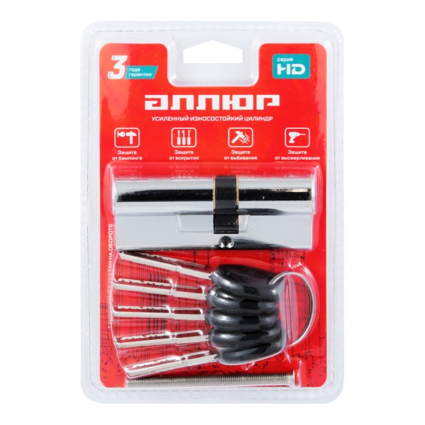 АЛЛЮР HD F 80-5К CP[30x10x40] (35x45) хром перф.кл БЛИСТЕР Цилиндровый механизм (60,50,10)