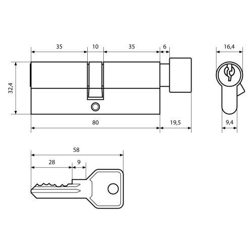 Стандарт Z.I.80В-5K (35Bx10x35) BP 5кл англ.ключ/верт. Цилиндровый механизм(120,12)