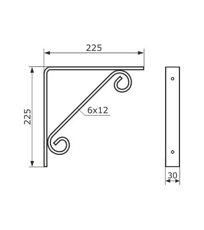 Кронштейн кованый Домарт 225х225 мод.1 СУЗДАЛЬ черный (10)