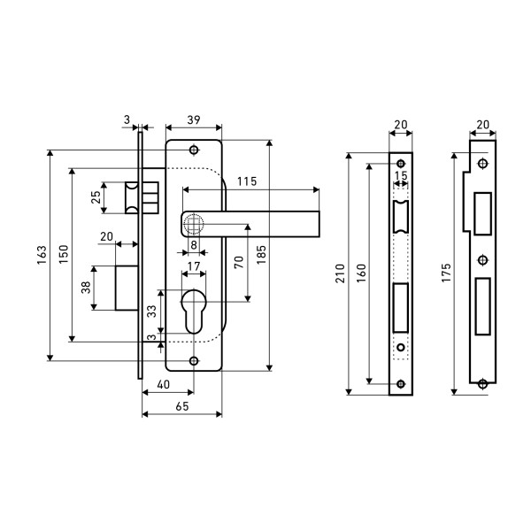 АЛЛЮР 126/1 AB ст.бронза Замок врезной с/руч  (12)