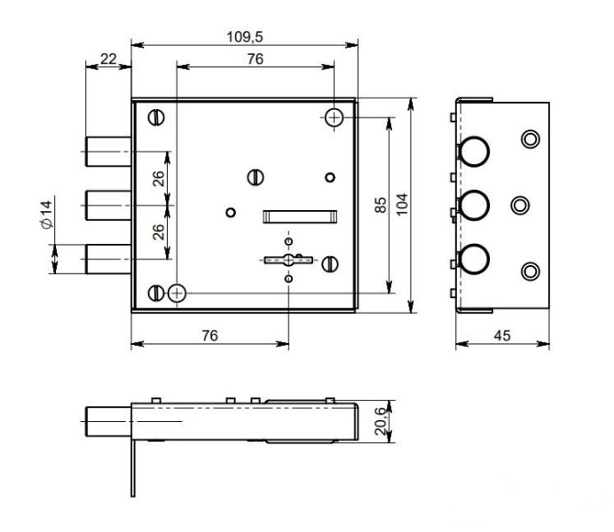 Симеко  БИФ-0030*3 б/о Замок накладной (20)