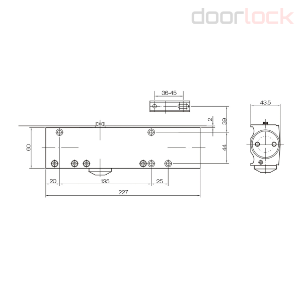 DL 200N BC DC size 2-5 (дверной доводчик в комплекте с рычагом)