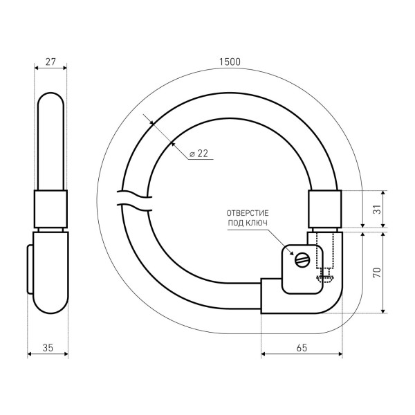 БУЛАТ ВС 217 (d22*1500) 3кл. Замок велосипедный тросовый (12,2)