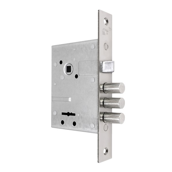 Замок врезной сувальдный с защёлкой в комплекте с ручкой ЗВ9-8/13 (черный муар), 3 кл. /76704/