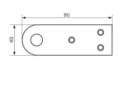 Домарт Проушина усиленная прямая 80*40 (толщ. 5мм)  черная  d 15мм (50)