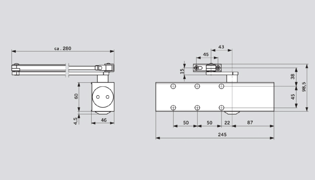 DORMA TS 89 F EN 3-6 дверной доводчик для противопожарных и дымозащитных дверей