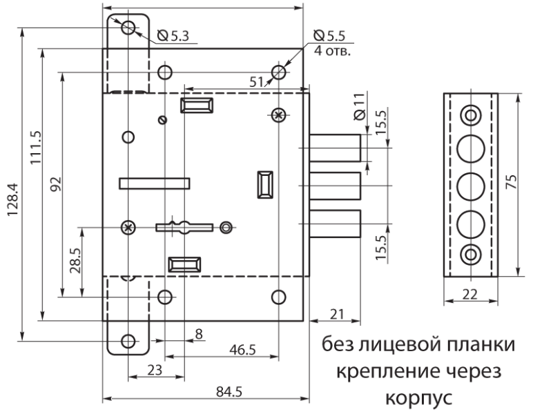 Рязань ЗВ 8-4Ш2Т/13 с/тягами б/о 75402 Замок врезной б/руч (30)