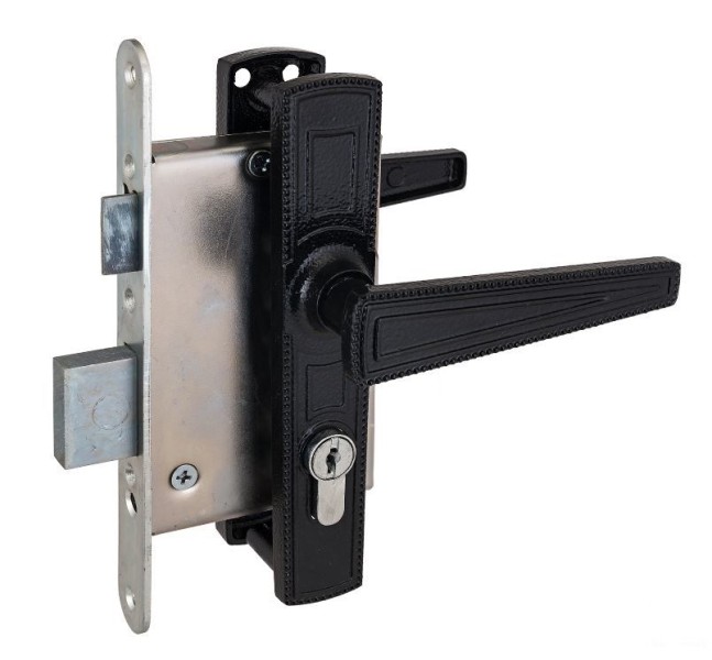 Д-град Зенит ЗВ4-3.01 черный м/о 55 Замок врезной с/руч (15)