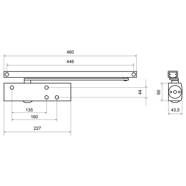 БУЛАТ Доводчик дверной PROFI ДД 802/5 BH-B (25-120 кг) черный со скольз.тягой, морозостойкий 10)