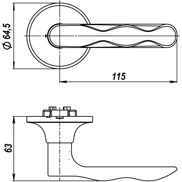 Ручка защелка DK624 AB-ET (6024 AB-E) (кл./фик.) бронза