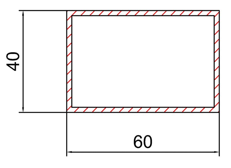 Ответная часть одностворчатой двери труба из алюминия 40х60х2 мм L=3000 мм dormakaba