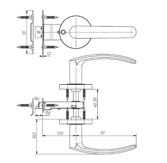 Д-град Зенит ЗЩ2 бронза Защелка дверная (30)