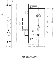 АЛЛЮР ЗВ1-08А-C AТМ-L левый автомат.без ц/мех.б/о для кит.металл.дверей Замок врезной б/руч (20)
