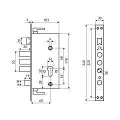 АЛЛЮР ЗВ1-08А-C AТМ-R правый автомат.без ц/мех.б/о для кит.металл.дверей Замок врезной б/руч (20)